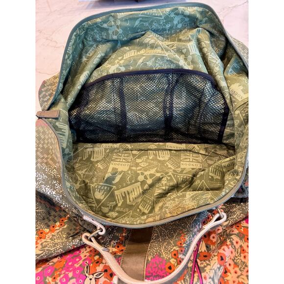 Parcel London Large Canvas Travel Bag Colorful Gardencore Print Adjustable Strap - Picture 6 of 9